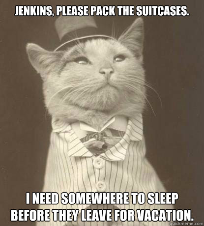 Jenkins, please pack the suitcases. I need somewhere to sleep before they leave for vacation.  Aristocat