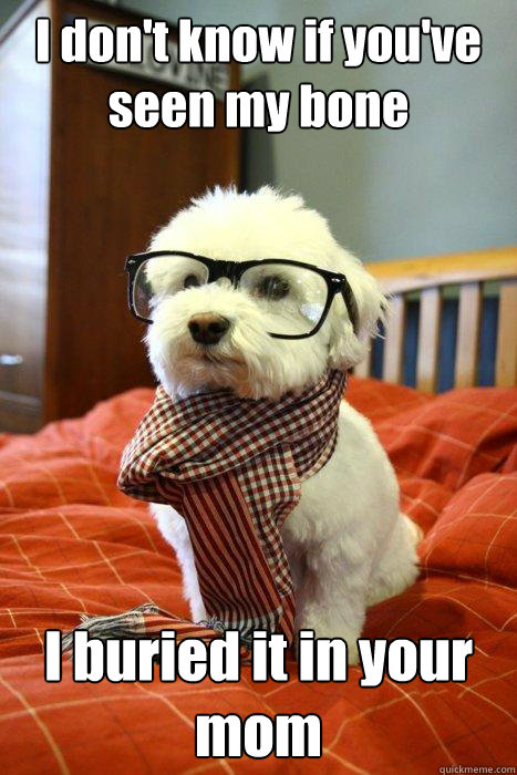 I don't know if you've seen my bone I buried it in your mom  Hipster Dog