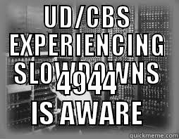 UD/CBS EXPERIENCING SLOWDOWNS 4944 IS AWARE Misc