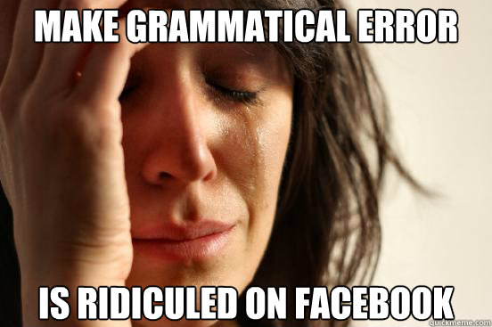 Make grammatical error is ridiculed on facebook  First World Problems