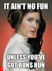 It ain't no fun Unless you've got buns hun  Scumbag Princess Leia