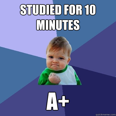 Studied for 10 minutes A+  Success Kid