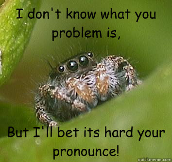 I don't know what you problem is, But I'll bet its hard your pronounce!  Misunderstood Spider