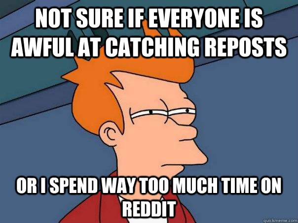 not sure if everyone is awful at catching reposts or i spend way too much time on reddit  Futurama Fry