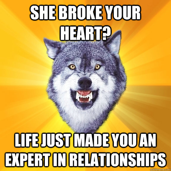 She broke your heart? life just made you an expert in relationships  Courage Wolf