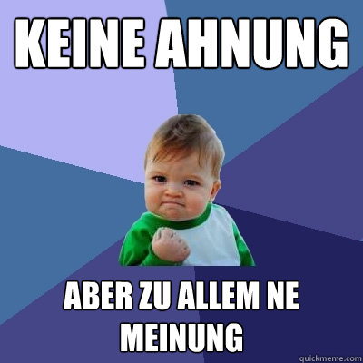 keine ahnung aber zu allem ne meinung  Success Kid