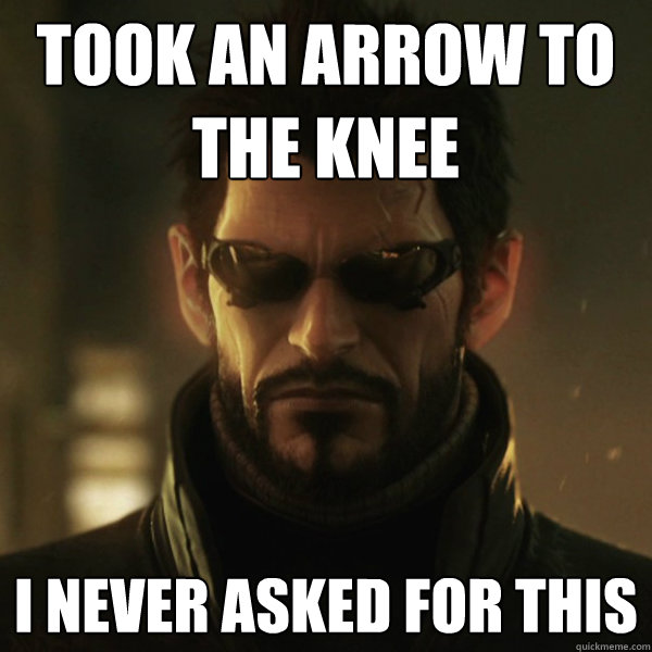 Took an Arrow to the knee I never asked for this  Adam Jensen