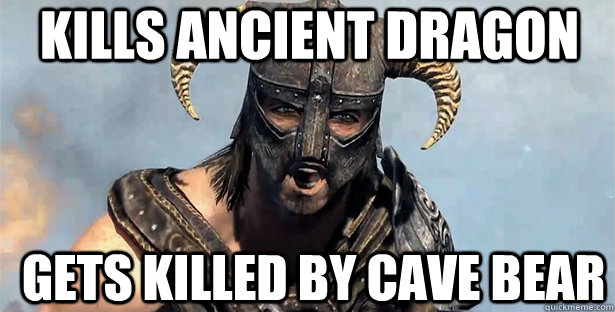 Kills Ancient Dragon Gets killed by Cave bear  skyrim