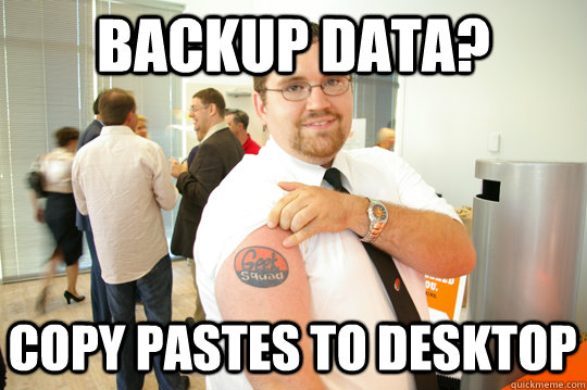 backup data? copy pastes to desktop  GeekSquad Gus