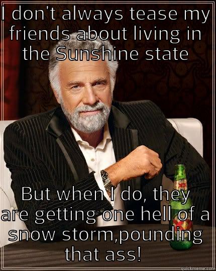 Got Sunshine?  - I DON'T ALWAYS TEASE MY FRIENDS ABOUT LIVING IN THE SUNSHINE STATE BUT WHEN I DO, THEY ARE GETTING ONE HELL OF A SNOW STORM,POUNDING THAT ASS!  The Most Interesting Man In The World