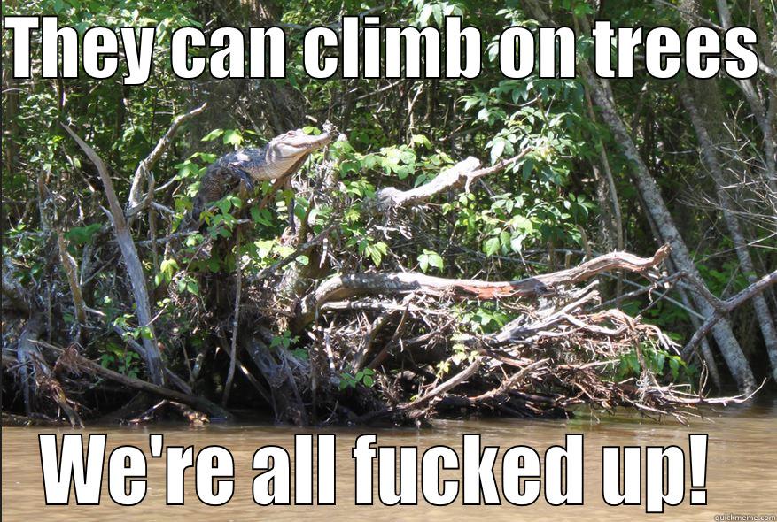 Crocodile on a tree - THEY CAN CLIMB ON TREES  WE'RE ALL FUCKED UP!  Misc