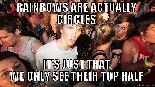 RAINBOWS ARE ACTUALLY CIRCLES IT'S JUST THAT WE ONLY SEE THEIR TOP HALF Sudden Clarity Clarence