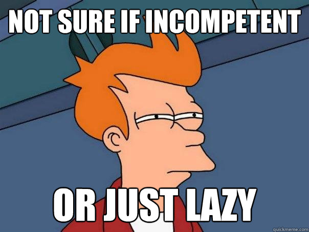 not sure if incompetent or just lazy  Futurama Fry