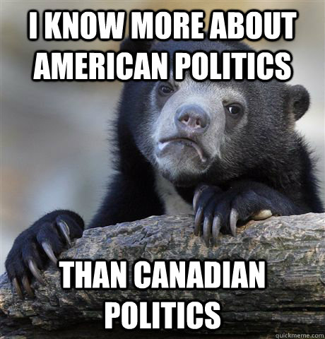 I know more about american politics than canadian politics  Confession Bear