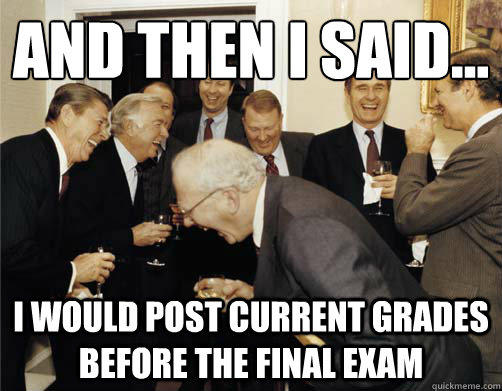 And then I Said... I would post current grades before the final Exam  Reagan White House Laughing