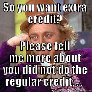 Extra Credit? - SO YOU WANT EXTRA CREDIT? PLEASE TELL ME MORE ABOUT YOU DID NOT DO THE REGULAR CREDIT. . .  Creepy Wonka