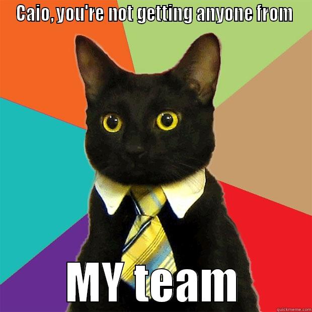 MY team - CAIO, YOU'RE NOT GETTING ANYONE FROM MY TEAM Business Cat