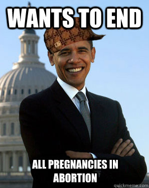 wants to end  all pregnancies in abortion  Scumbag Obama