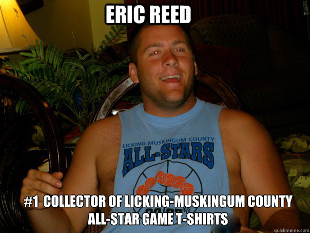 ERIC REED #1  COLLECTOR OF LICKING-MUSKINGUM COUNTY          ALL-STAR GAME T-SHIRTS  