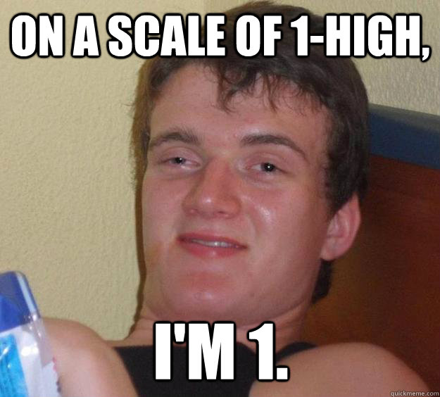 On a scale of 1-high, I'm 1. - On a scale of 1-high, I'm 1.  10 Guy