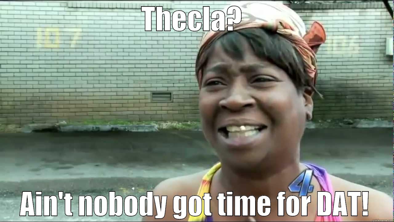 Nobody got time for that - THECLA?  AIN'T NOBODY GOT TIME FOR DAT! Misc