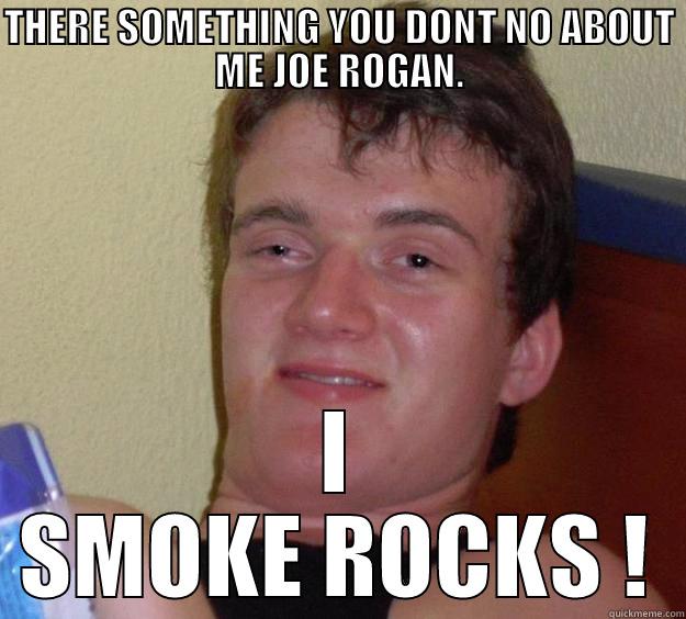 THERE SOMETHING YOU DONT NO ABOUT ME JOE ROGAN. I SMOKE ROCKS ! 10 Guy