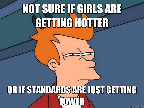 Not sure if girls are  getting hotter or if standards are just getting lower  Futurama Fry