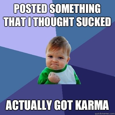 Posted something that I thought sucked Actually got karma - Posted something that I thought sucked Actually got karma  Success Kid