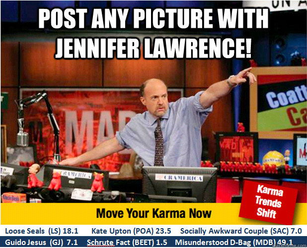 Post any picture with Jennifer Lawrence!  Jim Kramer with updated ticker