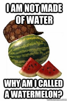 I am not made of water why am I called a watermelon? - I am not made of water why am I called a watermelon?  Scumbag Watermelon