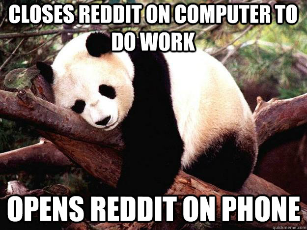 closes reddit on computer to do work opens reddit on phone  Procrastination Panda