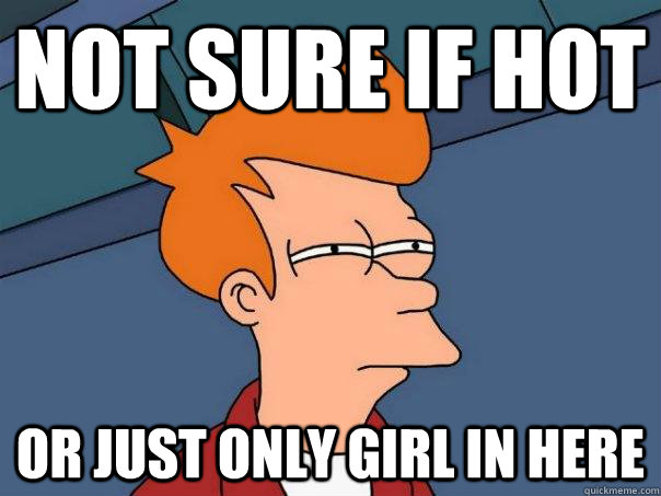 Not sure if hot or just only girl in here  Futurama Fry