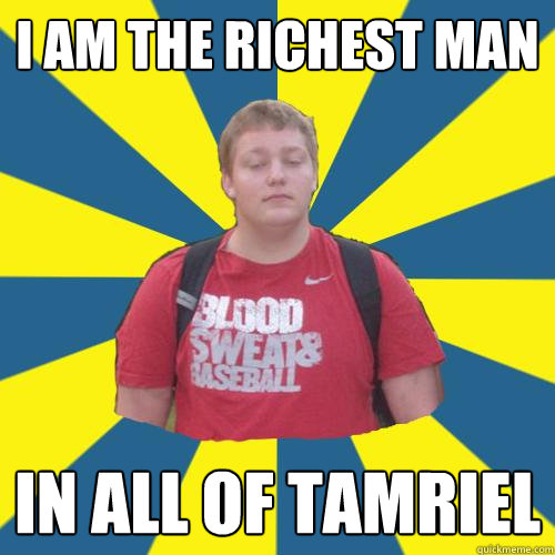 i am the richest man in all of tamriel - i am the richest man in all of tamriel  Lazy Son