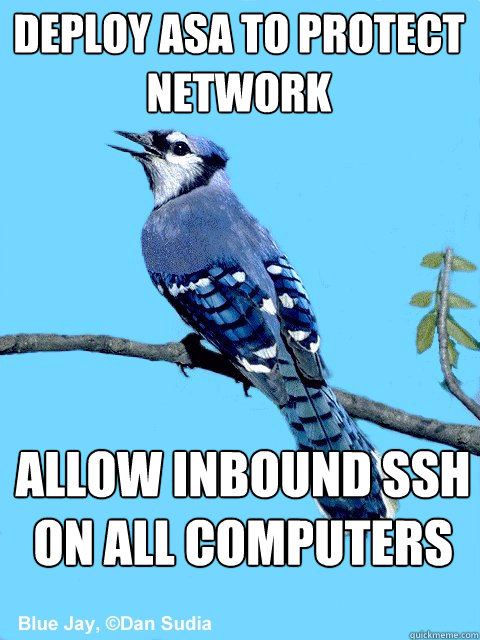 deploy asa to protect network allow inbound ssh on all computers  Blue Team Bird