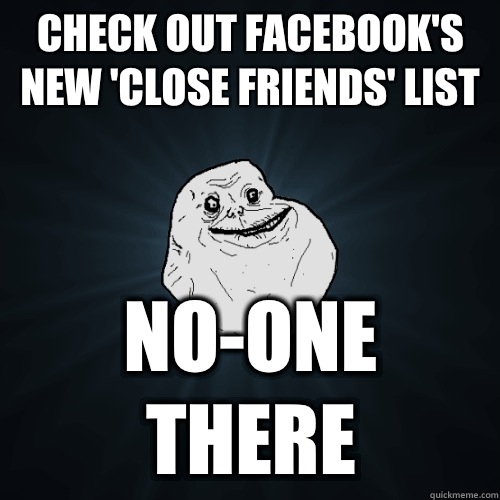 Check out Facebook's new 'Close Friends' list No-one there  Forever Alone