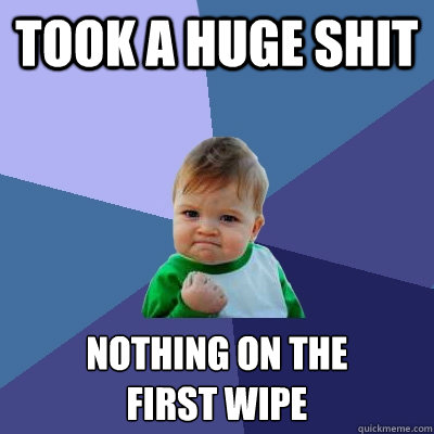 Took a huge shit nothing on the 
first wipe  Success Kid