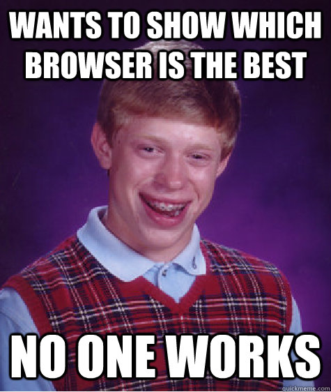 wants to show which browser is the best no one works  Bad Luck Brian