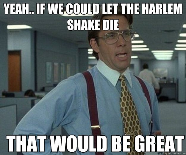 Yeah.. if we could let the harlem shake die THAT WOULD BE GREAT  that would be great