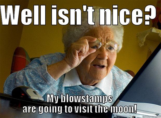 WELL ISN'T NICE?  MY BLOWSTAMPS ARE GOING TO VISIT THE MOON! Grandma finds the Internet