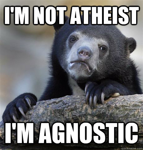 I'm not atheist I'm agnostic  Confession Bear