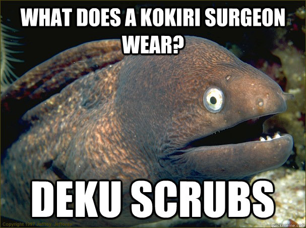 What does a Kokiri surgeon wear? Deku Scrubs  Bad Joke Eel