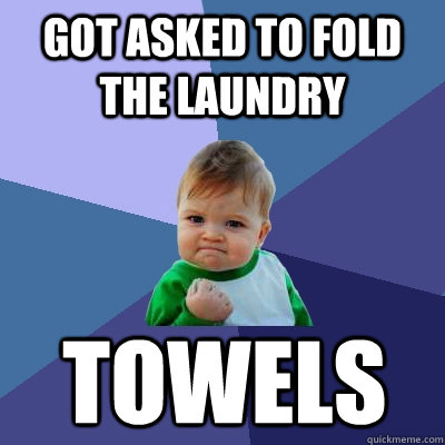 got asked to fold the laundry towels - got asked to fold the laundry towels  Success Kid