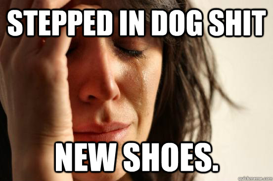 stepped in dog shit New shoes. - stepped in dog shit New shoes.  First World Problems