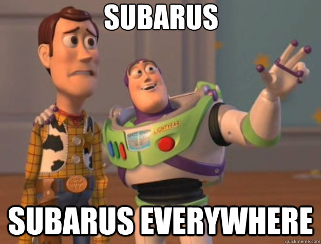 Subarus  Subarus everywhere  Toy Story