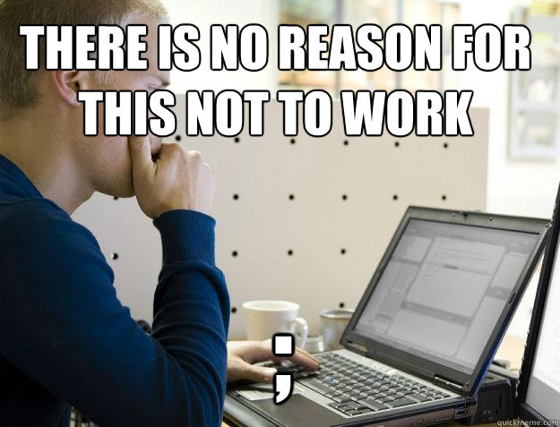 THERE IS NO REASON FOR
THIS NOT TO WORK ; - THERE IS NO REASON FOR
THIS NOT TO WORK ;  Programmer