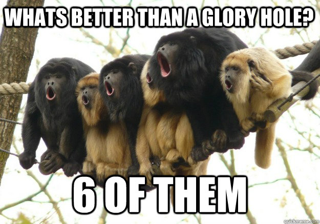 whats better than a glory hole? 6 of them  Shock and Awe Monkeys