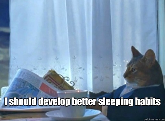  I should develop better sleeping habits  -  I should develop better sleeping habits   Misc