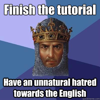 Finish the tutorial Have an unnatural hatred towards the English  Age of Empires