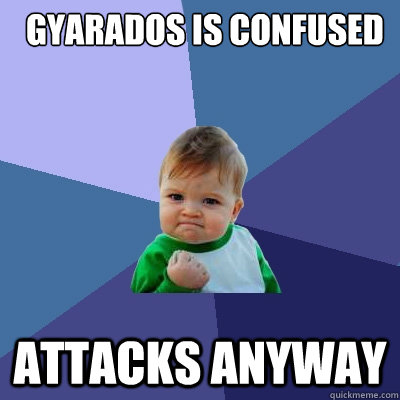 Gyarados is confused attacks anyway  Success Kid