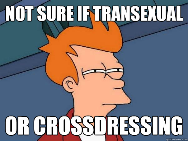 not sure if transexual or crossdressing - not sure if transexual or crossdressing  Futurama Fry